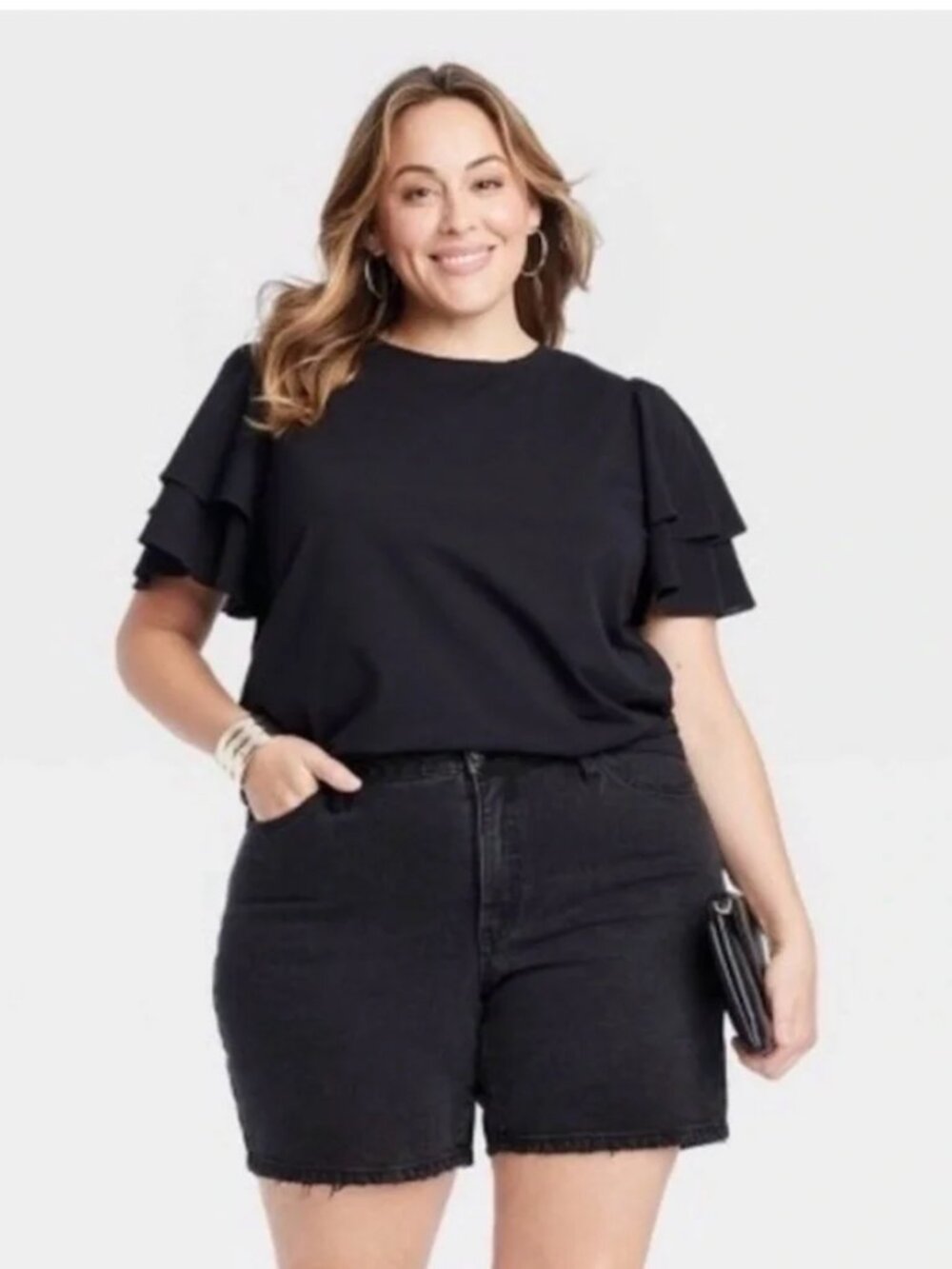Size 20 AVA & VIV plus size High Rise, Relaxed Fit Bermuda shorts Black